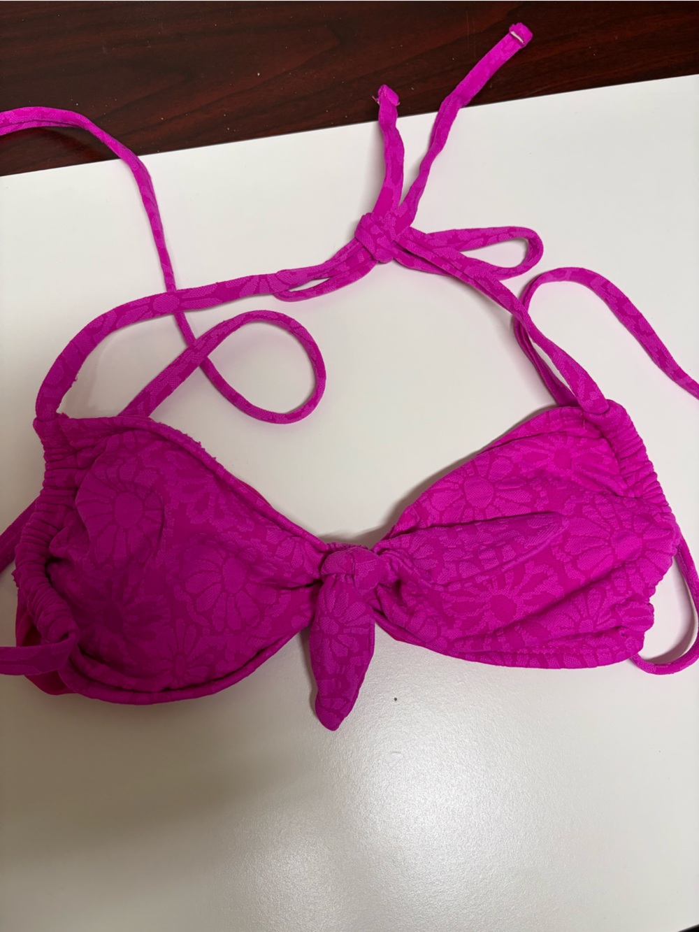 Xhilaration Hot Pink Lace Bandeau Bikini Top